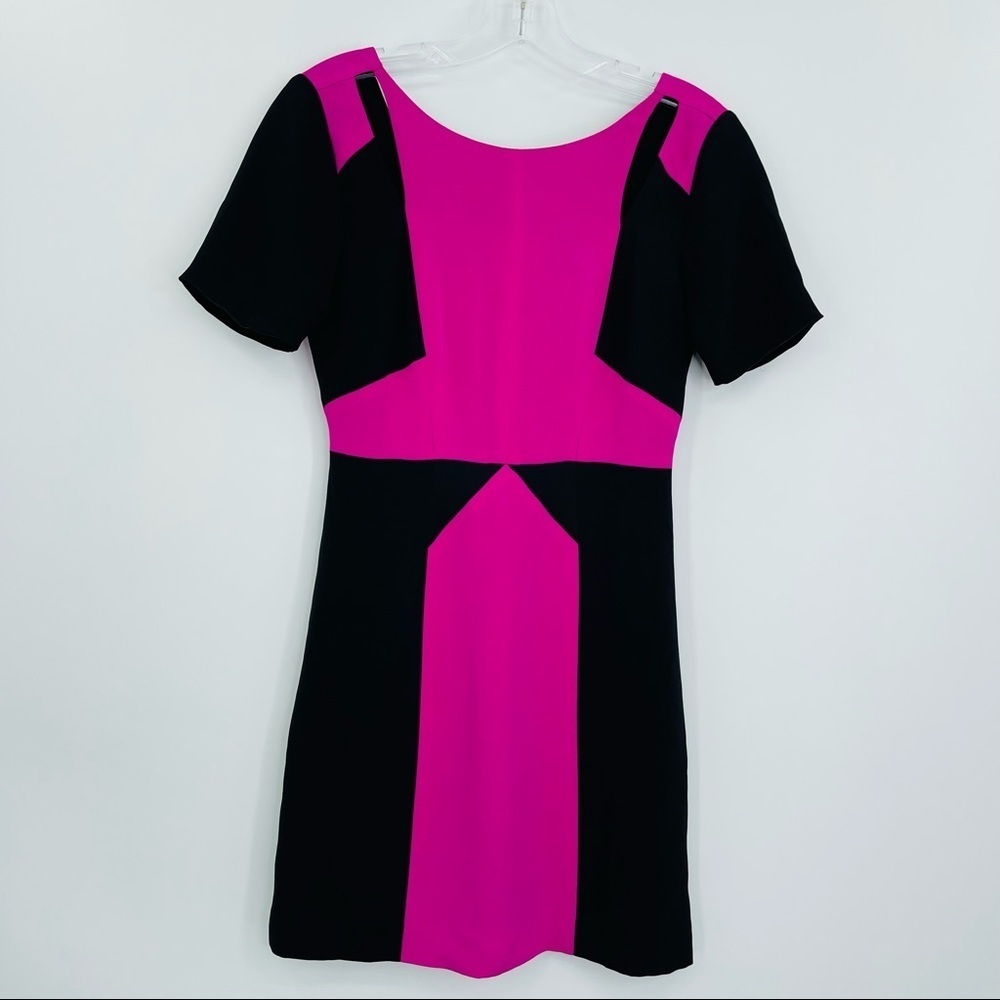 Rebecca Minkoff Crystal Silk Cocktail Dress Womens 0 Cut Out Color Block‎